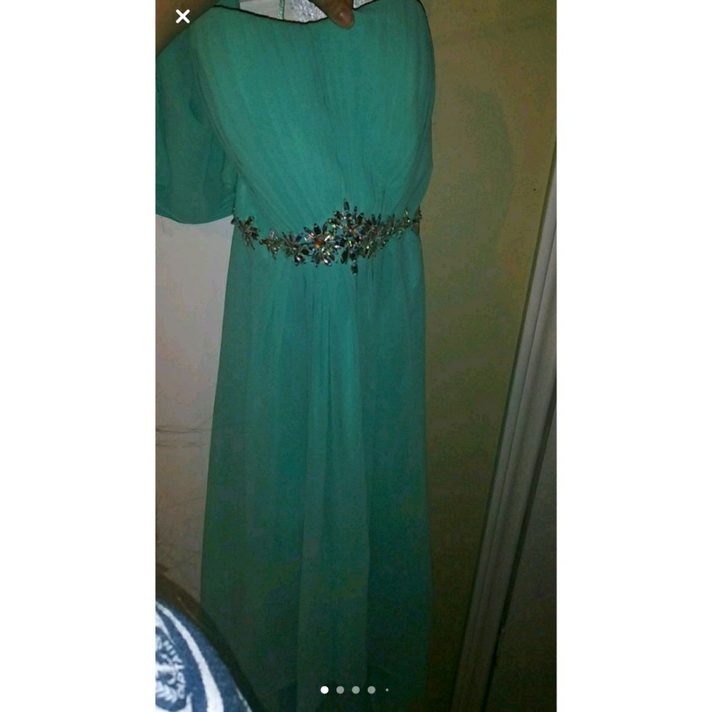 Strapless light blue dress